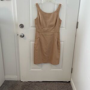 J.Crew Camel Bow-Back Sheath Dress with Pockets -Size 6
